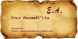 Encz Annamária névjegykártya