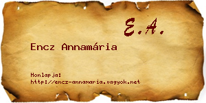 Encz Annamária névjegykártya